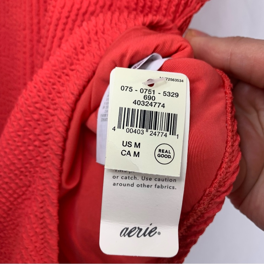 NWT Aerie Crinkle Birthday Scoop Cheekiest One Piece Red Swimsuit, size M & XL - Picture 6 of 12